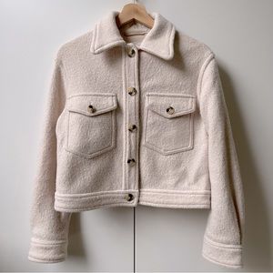 Aritzia Wilfred Free The Ganna Cropped Shirt Jacket Heather Bone XXS 2XS